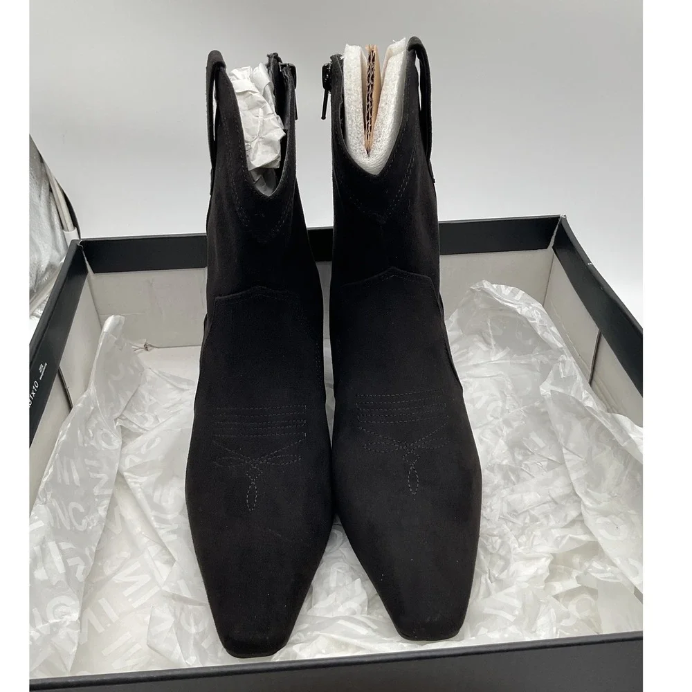 INC International Concepts Womens Black‎ Faux Suede Western Kitten Heel Boots 7M